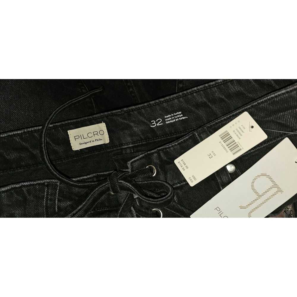 NWT Anthropologie Pilcro Lace-Up Denim Shorts $108 SIZE 32 Black - Picture 7 of 8